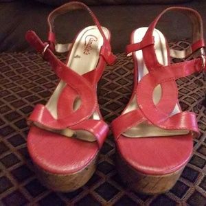 Coral wedge heels